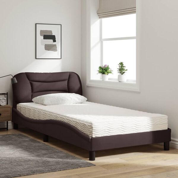 vidaXL Bett mit Matratze "Hvar" Dunkelbraun 100x200 cm Stoff