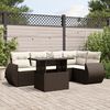 vidaXL 6-tlg. Garten-Sofagarnitur mit Kissen Braun Poly Rattan