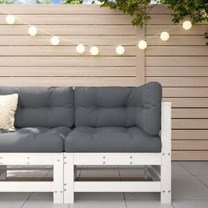 vidaXL Ecksofa mit Kissen Wei&szlig; Massivholz Kiefer