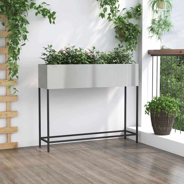 vidaXL Hochbeet Gartenpflanzer Silber 100 x 26 x 82 cm