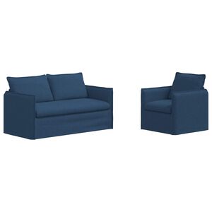 vidaXL Sofa Set 2 stk. Blau Stoff