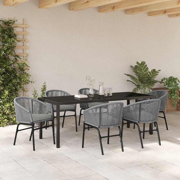 vidaXL Garten Essgruppe 7 pcs Anthrazit Pulverbeschichteter Stahl