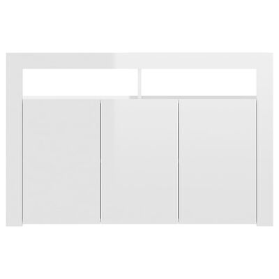 vidaXL Sideboard mit LED-Leuchten Hochglanz-Weiß 115,5x30x75 cm