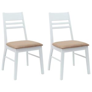 vidaXL Esszimmerst&uuml;hle 2 stk. Massives Gummiholz Wei&szlig; 43 x 54 x 89 cm
