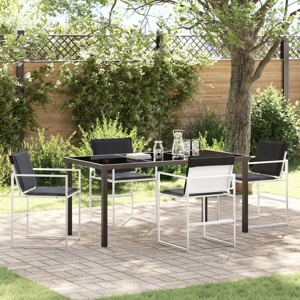 vidaXL Garten Essgruppe 5 pcs Weiß Textilene und Stahl