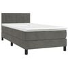 vidaXL Boxspringbett mit Matratze & LED Dunkelgrau 90x190 cm Samt