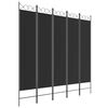 vidaXL 5-tlg. Paravent Schwarz 200x200 cm Stoff