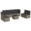 vidaXL 9-tlg. Garten-Sofagarnitur mit Kissen Grau Poly Rattan