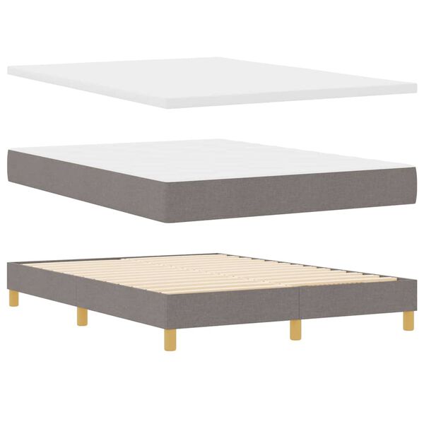 vidaXL Boxspringbett mit Matratze Taupe 140 x 190 cm Stoff
