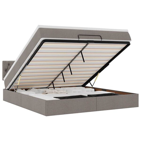 vidaXL Ottomane Bett mit Matratze & LEDs Taupe 180x200 cm Stoff