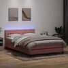 vidaXL Boxspringbett mit Matratze & LED Rosa 140x210 cm Samt