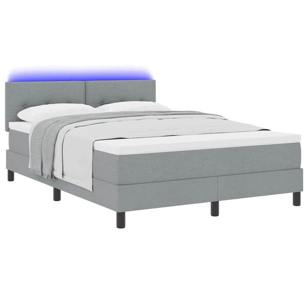 vidaXL Boxspringbett mit Matratze Hellgrau 140 x 200 cm Stoff