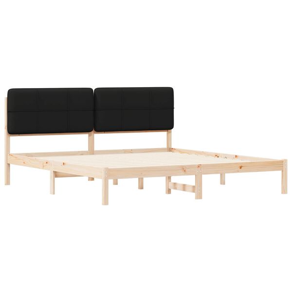 vidaXL Bettgestell mit gepolstertem Kopfteil Schwarz 180 x 200 cm