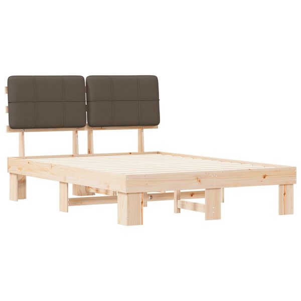 vidaXL Bettgestell mit gepolstertem Kopfteil Taupe 140 x 190 cm