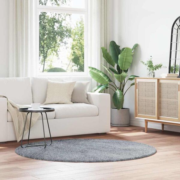 vidaXL Teppich Shaggy Hochflor NAVARRA Hellgrau 160x160 cm Polyester