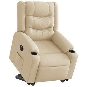 vidaXL Relaxsessel mit Aufstehhilfe Elektrisch Creme Stoff