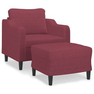 vidaXL Sessel mit Hocker Weinrot 60 cm Stoff
