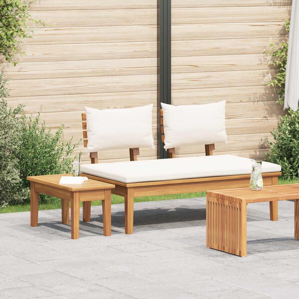 vidaXL Gartenbank 2 pcs Creme und Braun Massivholz Teak