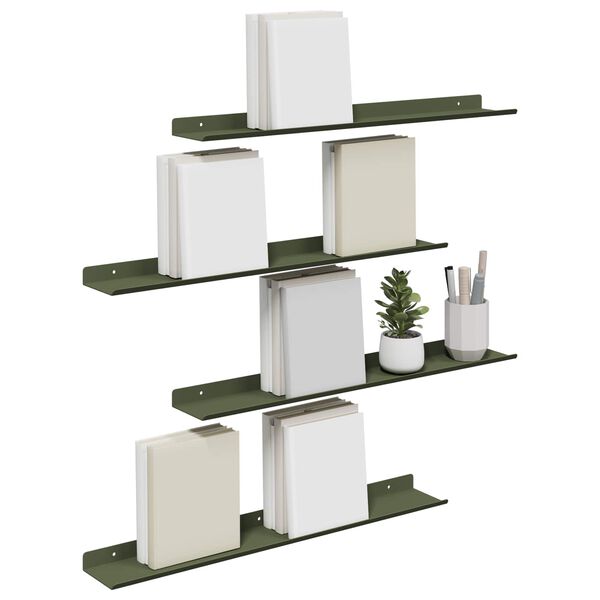 vidaXL Schwebendes Regal 4 pcs Olive Gr&uuml;n 60 x 8,5 x 2,5 cm Stahl