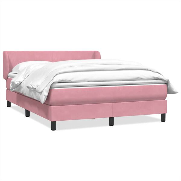 vidaXL Boxspringbett mit Matratze Rosa 140x220 cm Samt