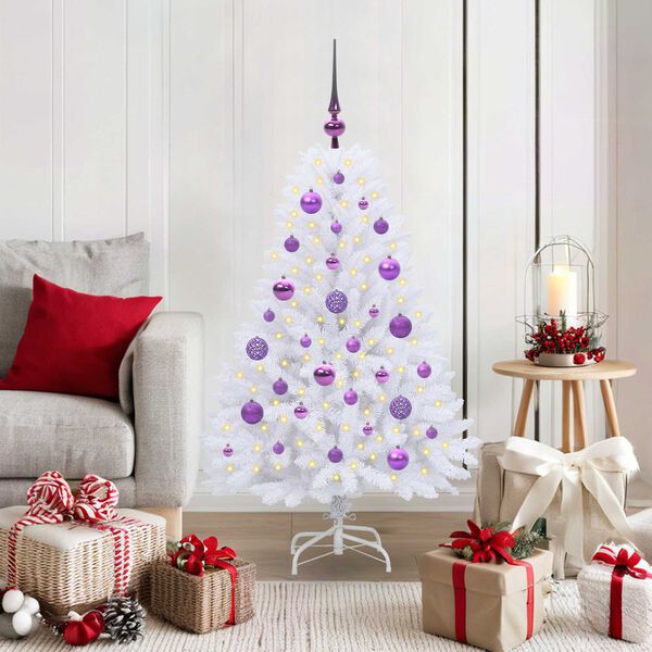 vidaXL K&uuml;nstlicher klappbarer Weihnachtsbaum Wei&szlig; 120 cm PVC und Stahl