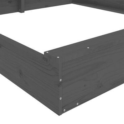 vidaXL Sandkasten mit Sitzen Grau Quadratisch Massivholz Kiefer