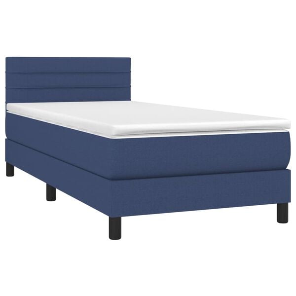 vidaXL Boxspringbett mit Matratze & LED Blau 80x200 cm Stoff