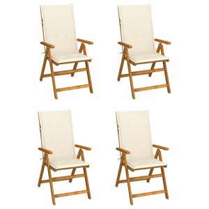 vidaXL 4er-Set verstellbare Klappst&uuml;hle mit Kissen aus massivem Akazienholz