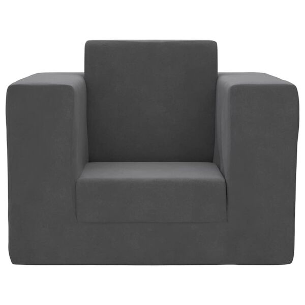 vidaXL Schlafsofa f&uuml;r Kinder Anthrazit Weicher Pl&uuml;sch