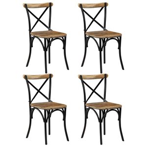 vidaXL Esszimmerst&uuml;hle 4 Stk. Schwarz Mango-Massivholz