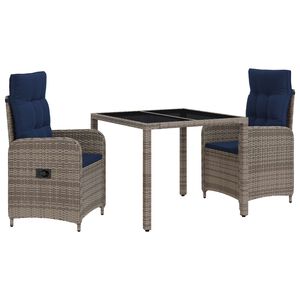 vidaXL Outdoortisch-Set 3 stk. Poly-Rattan