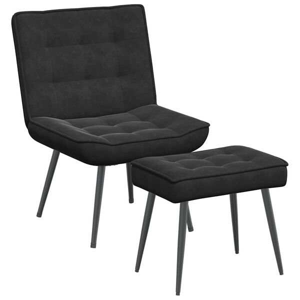 vidaXL Relaxsessel mit Hocker Schwarz Samt