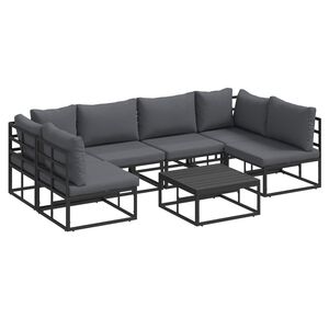 vidaXL Gartensofa-set mit Kissen 7 pcs Schwarz Aluminium