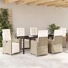 vidaXL Garten Essgruppe mit Kissen 7 pcs Beige Poly-Rattan