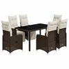 vidaXL 7-tlg. Garten-Bistro-Set mit Kissen Braun Poly Rattan