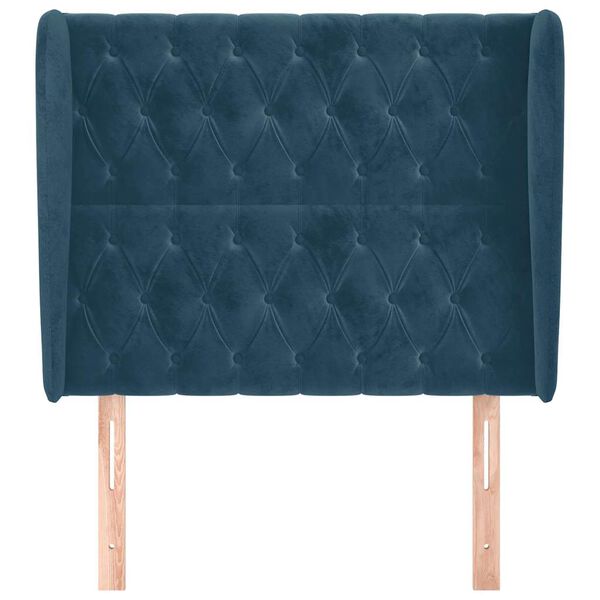 vidaXL Kopfteil mit Ohren Dunkelblau 103x23x118/128 cm Samt