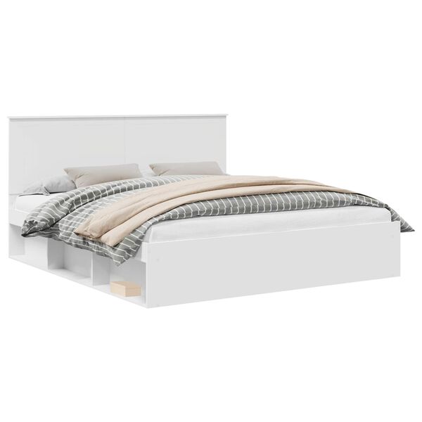 vidaXL Bettrahmen mit Kopfteil Wei&szlig; 180 x 200 cm Massives Kiefernholz