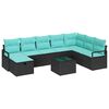 vidaXL Sofa Set mit Kissen mit Speicher Schwarz Poly-Rattan