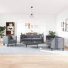 vidaXL 3-tlg. Chesterfield-Sofa-Set mit Nackenrollen Dunkelgrau Samt