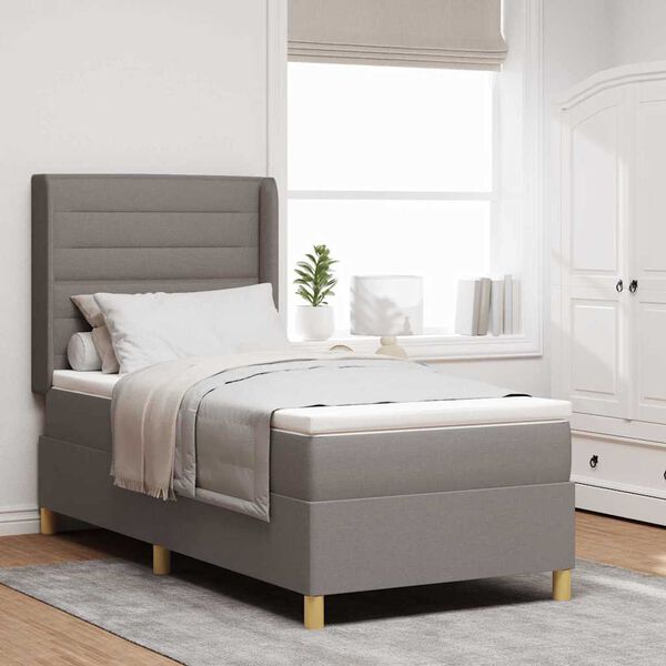 vidaXL Boxspringbett mit Matratze mit LED Taupe 80 x 200 cm Stoff