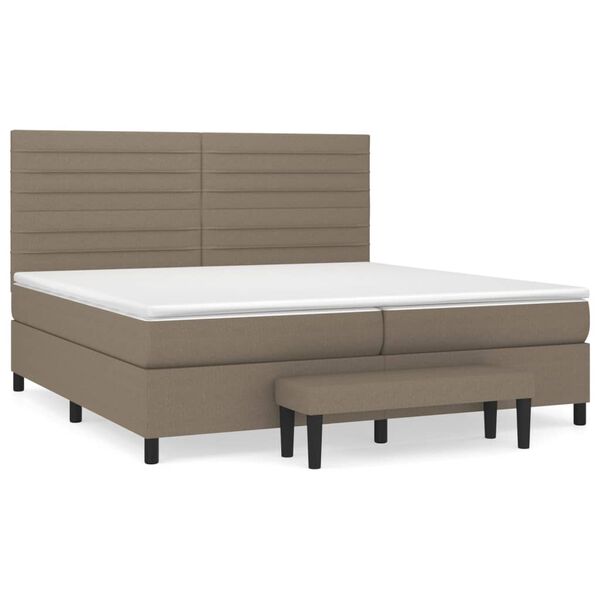 vidaXL Boxspringbett mit Matratze Taupe 200x200 cm Stoff