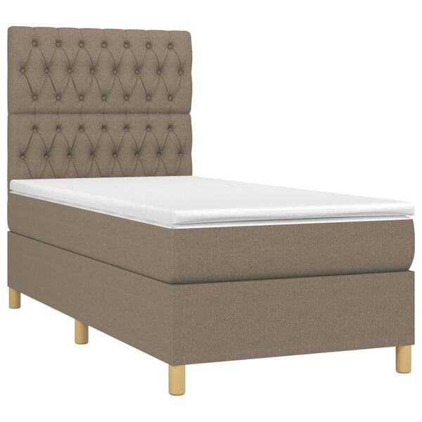 vidaXL Boxspringbett mit Matratze & LED Taupe 90x190 cm Stoff