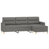 vidaXL 3-Sitzer-Sofa mit Hocker Dunkelgrau 210 cm Stoff