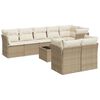 vidaXL 9-tlg. Garten-Sofagarnitur mit Kissen Beige Poly Rattan