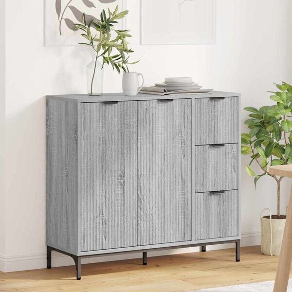 vidaXL Sideboard Graues Sonoma 89,5 x 33 x 82 cm Holzwerkstoff
