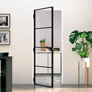 vidaXL Innent&uuml;r Schwarz 76x201,5 cm Hartglas & Aluminium Schlank