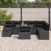 vidaXL Garten-Sofa-Set mit Kissen 9 pcs Schwarz Poly Rattan