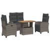 vidaXL 4-tlg. Garten-Essgruppe mit Kissen Grau Poly Rattan