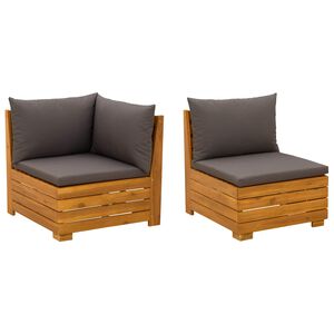 vidaXL Garten-Lounge-Set mit Kissen 2 St&uuml;ck Braun Massivholz Akazie