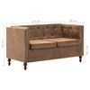 vidaXL Chesterfield-Sofa 2-Sitzer Stoffbezug Braun Wildleder-Optik